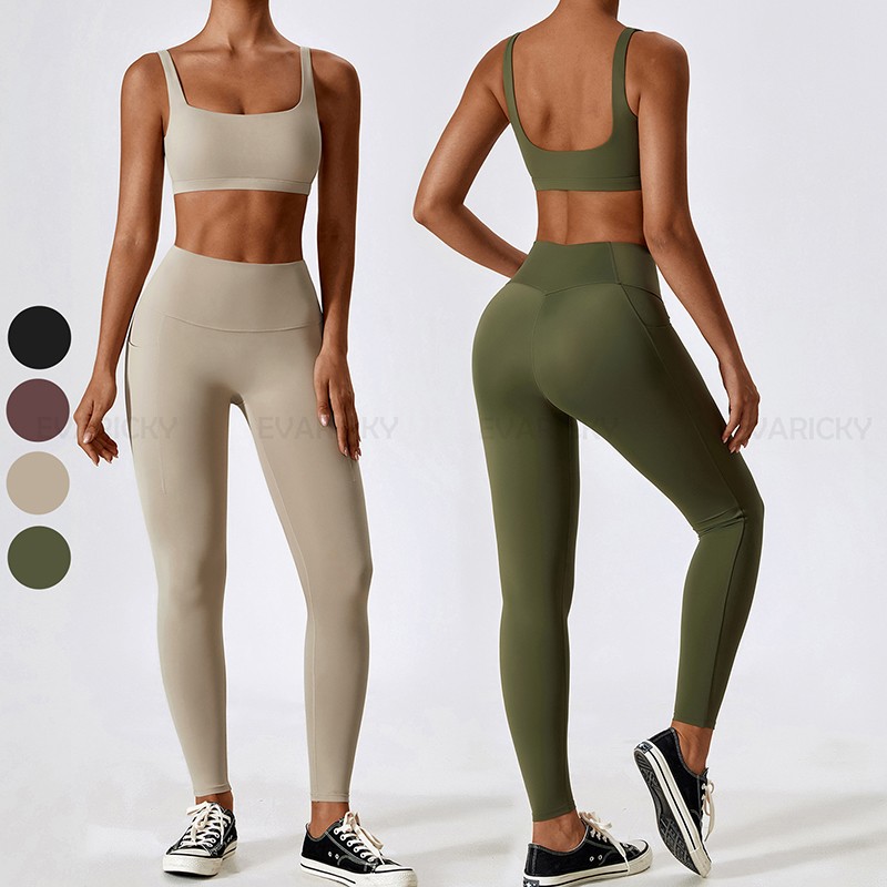 Conjunto esportivo feminino de roupas de ginástica