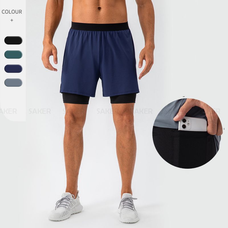 Shorts de corrida masculinos com bolsos