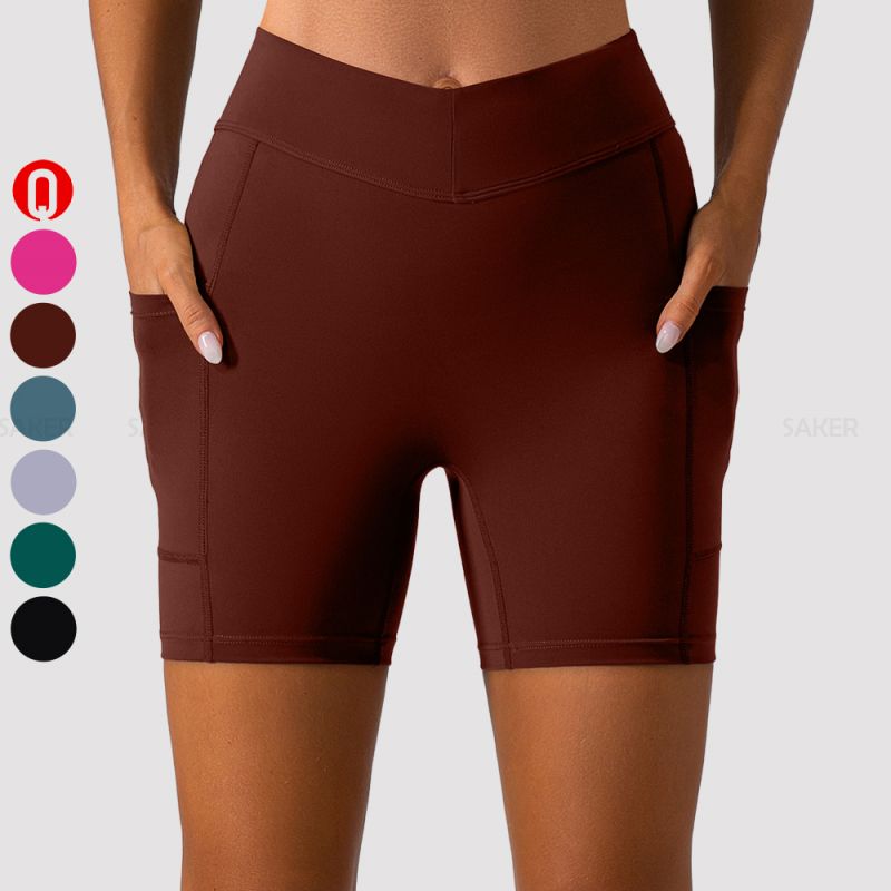 Shorts de ioga com bolso lateral para mulheres